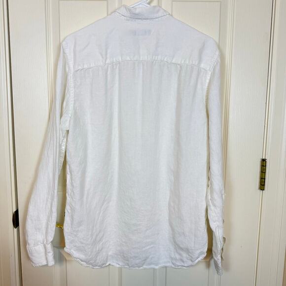 Nautica Men’s White 100% Linen Button-Up Shirt Long Sleeve Size Medium VGUC - Picture 2 of 5